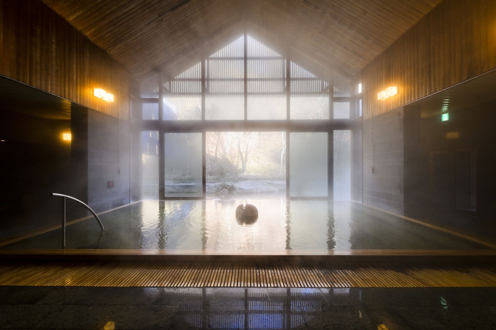 Hoshinoya Karuizawa luxury resort at the foot of Mt. Asam. MIneral baths and spa.