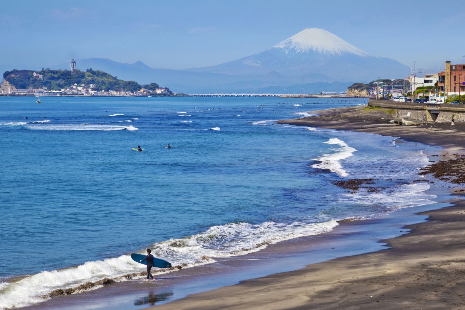The Enoshima and Koshigoe coast. Located in Kamakura, Kanagawa Prefecture Japan.