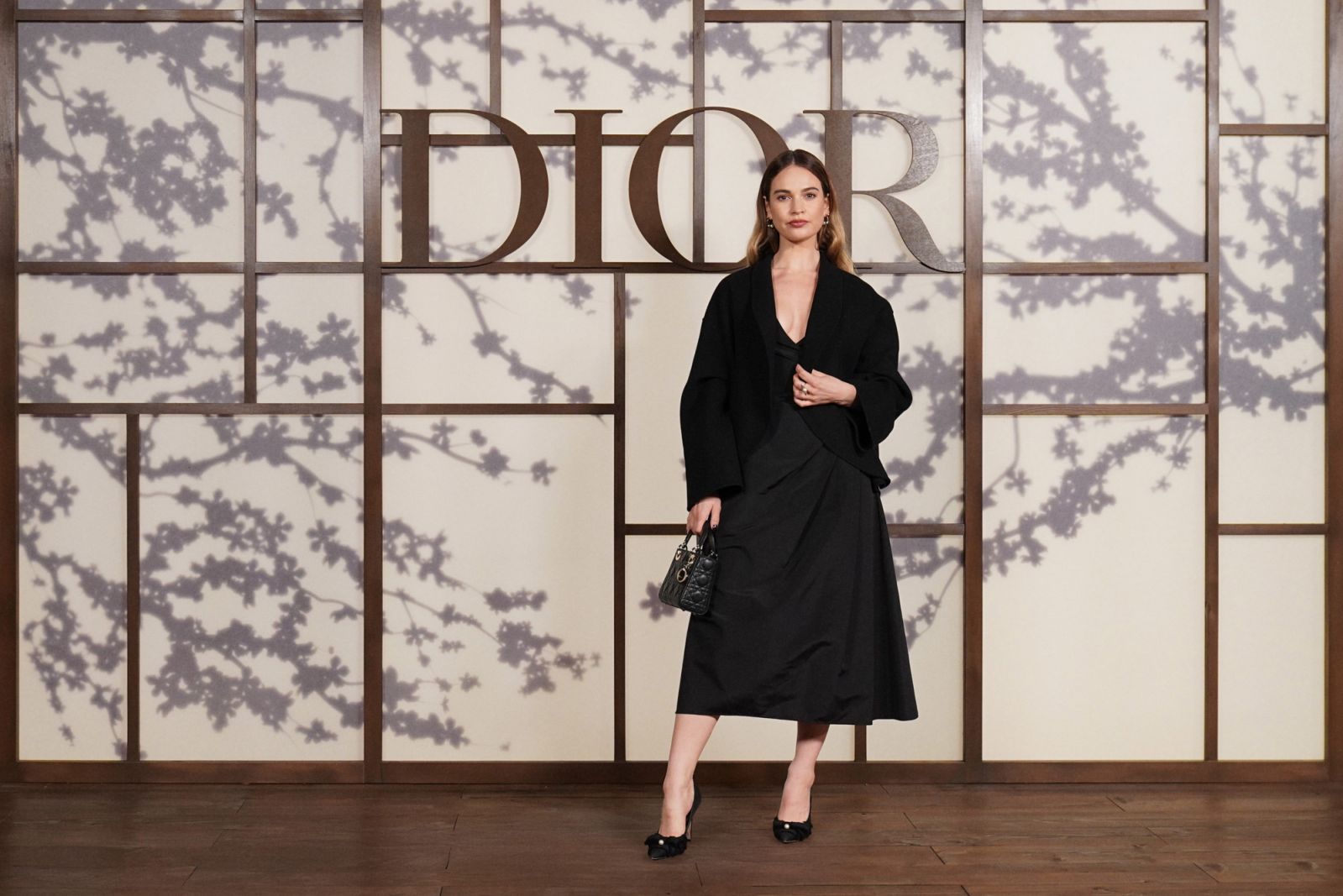KYOTO, JAPAN - APRIL 15: Lily James attends during the Dior Fall 2025 Show at Toji Temple on April 15, 2025 in Kyoto, Japan. (Photo by Tomohiro Ohsumi/Getty Images for Christian Dior)