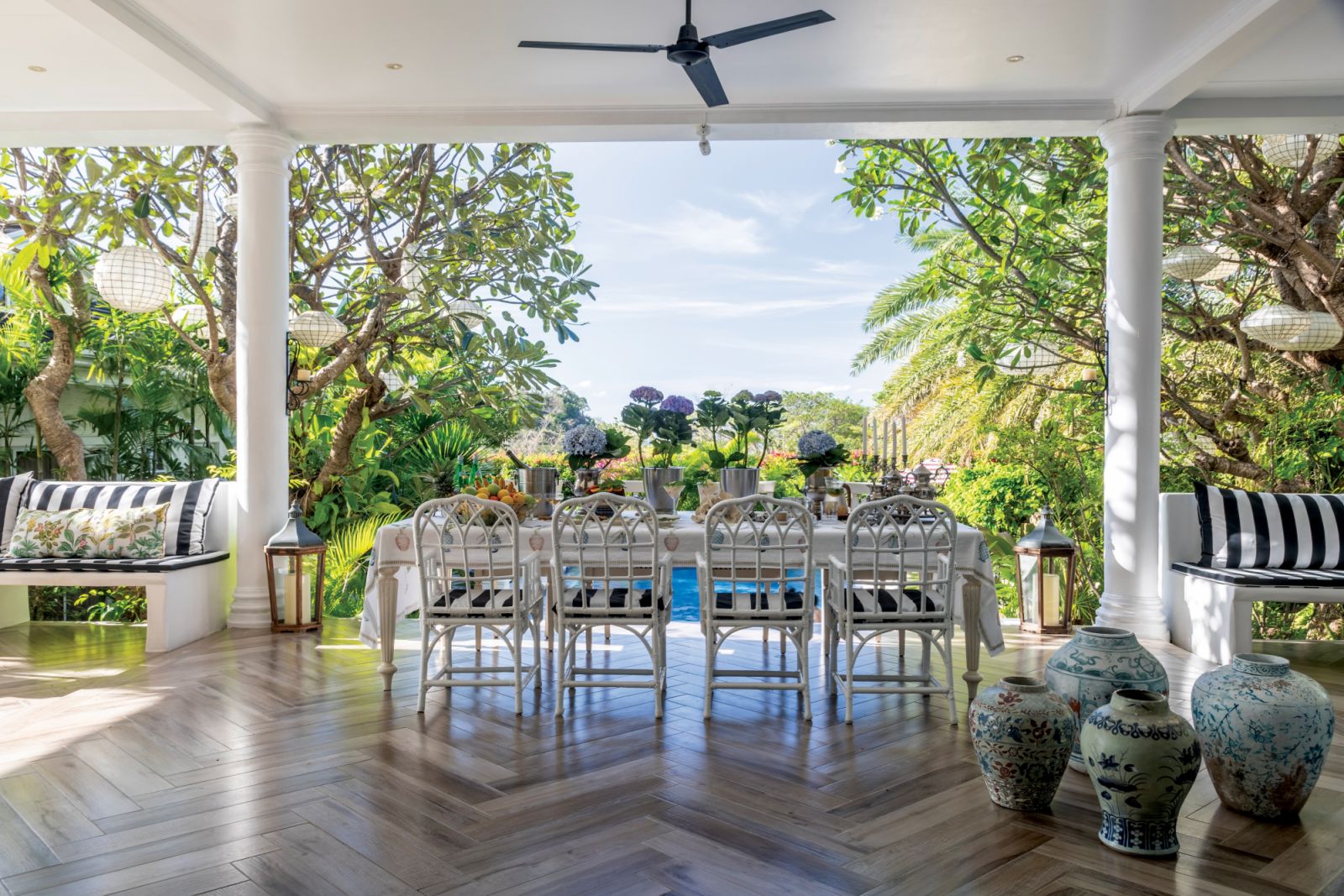 The dining room table withstanding years of being in the lanai