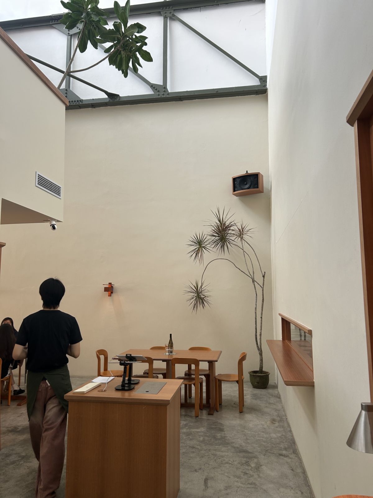 The beautiful, minimalistic interior of the dining hall