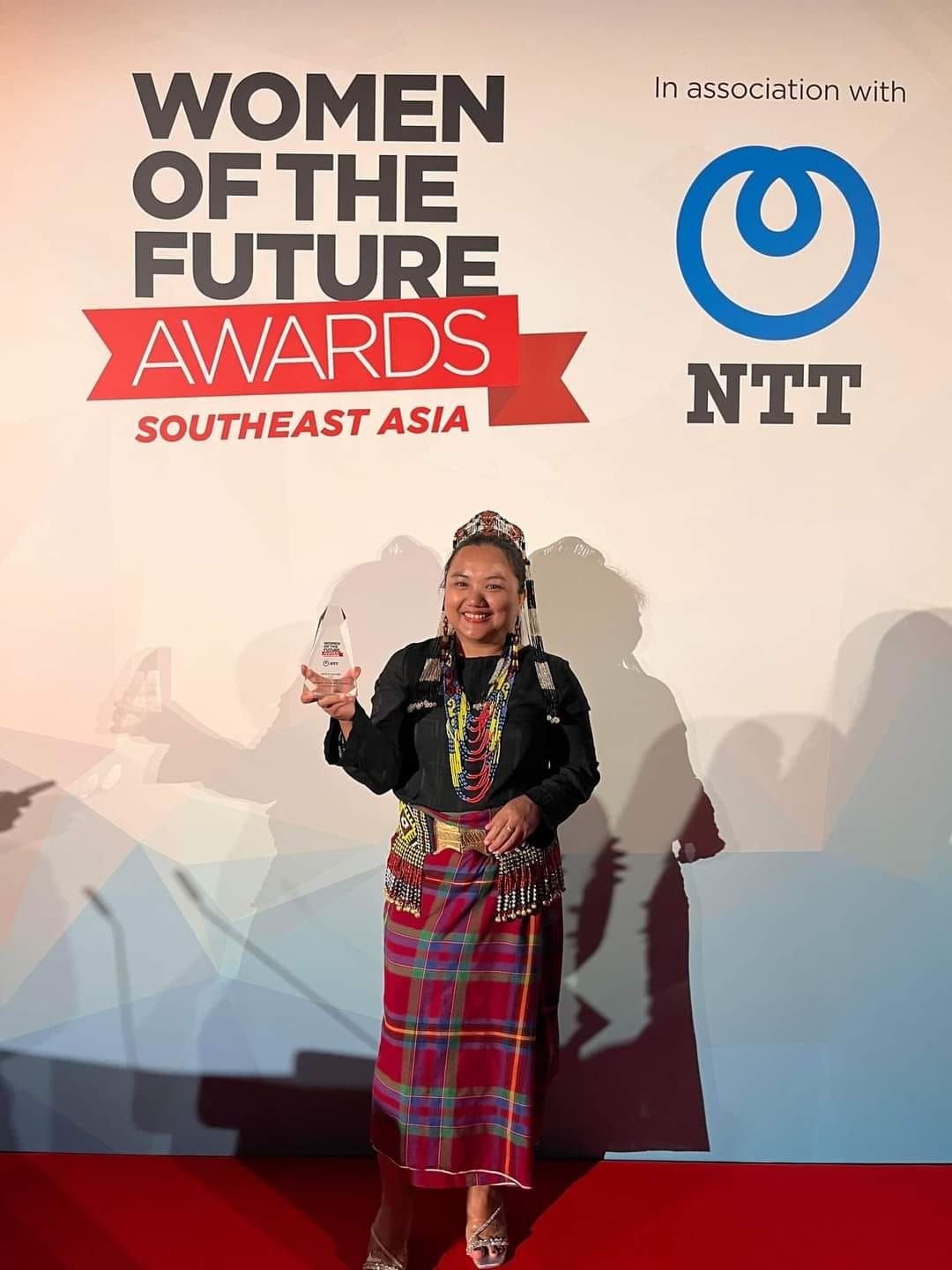 Elizabeth Quijano at the Women of the Future Awards Southeast Asia, after winning the arts and culture category