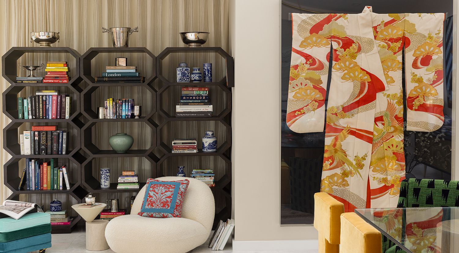 Exploring a mr alex TATE design, featuring elements of Asian design paired with geometric shelves