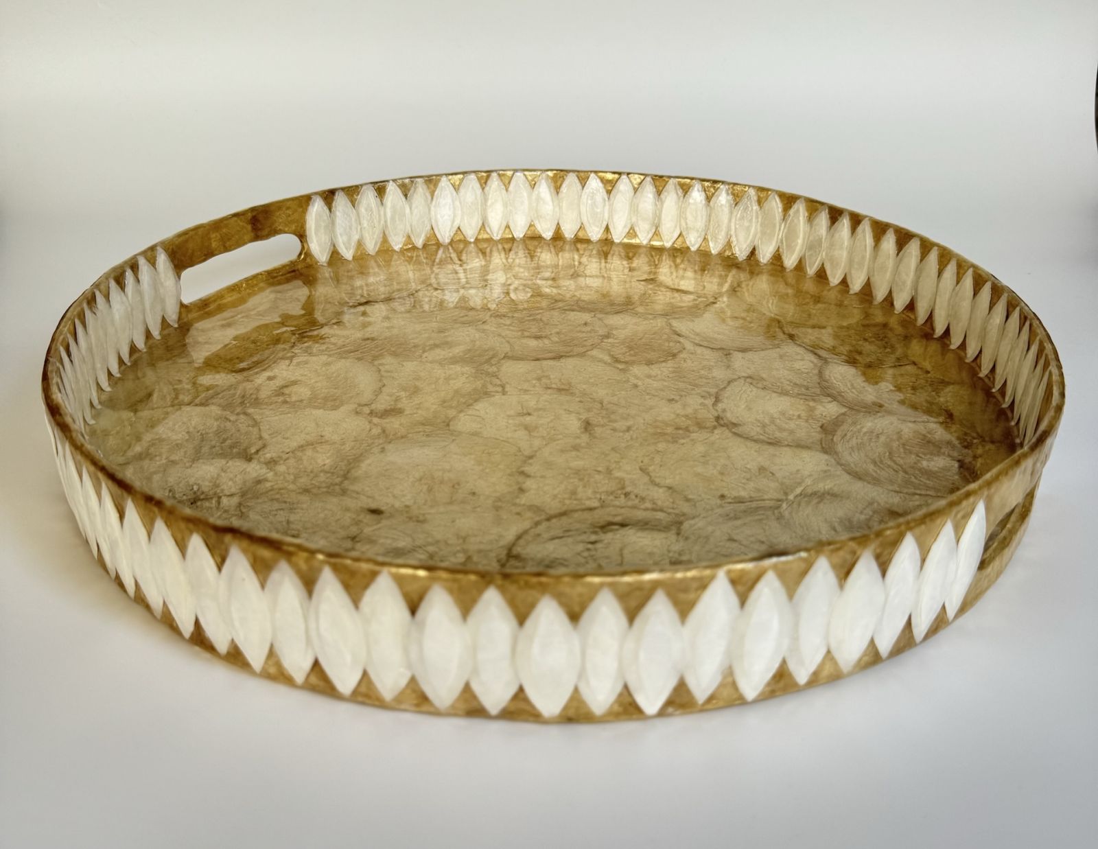 Golden capiz tray by Bahia