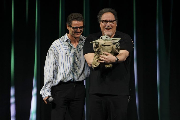 Pedro Pascal and Jon Favreau are seen on The Mandalorian & Grogu at the Celebration Stage during Star Wars Celebration Japan Day 1 (Photo: The Walt Disney Company)