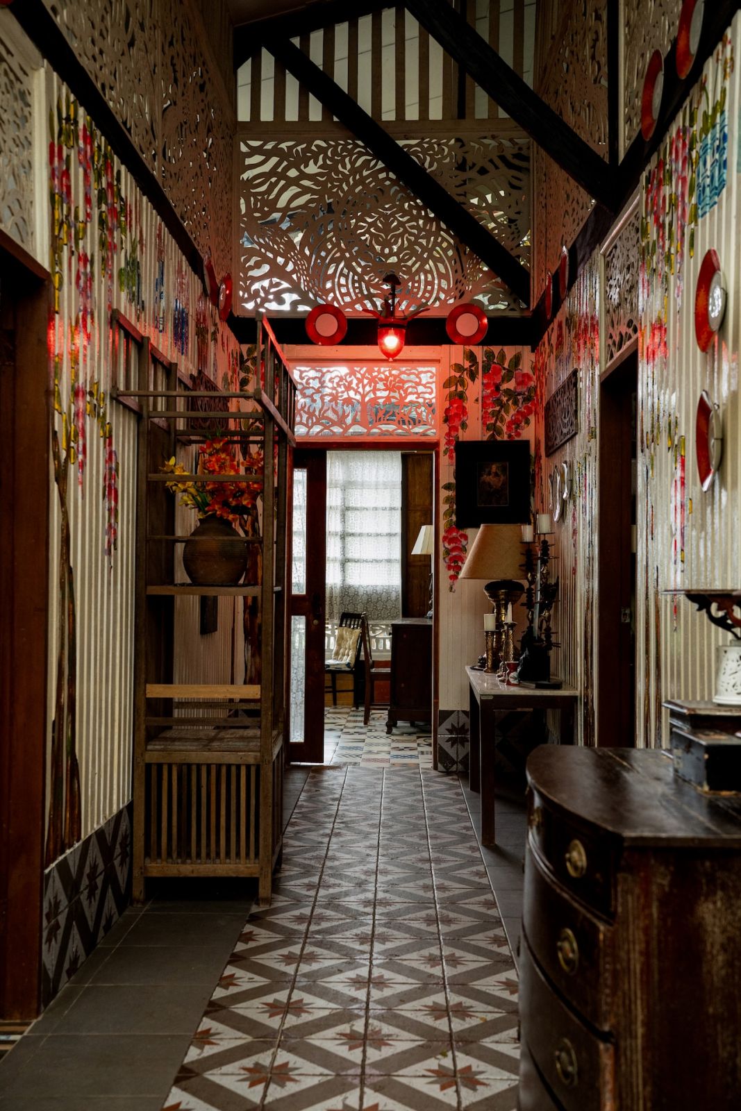 Exploring the hallway in the guest area of Patis Tesoro's Laguna home