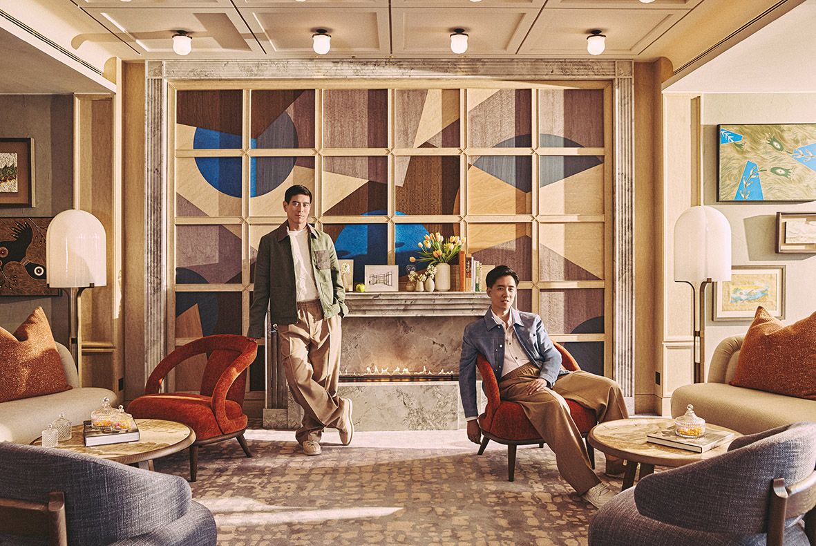 Evan Kwee (pictured left) wears a Louis Vuitton jacket, T‐shirt, trousers, trainers; André Fu wears a Louis Vuitton jacket, shirt, trousers and trainers