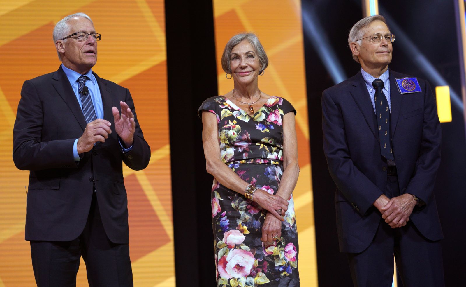 FAYETTEVILLE, AR - JUNE 1: Members of the Walton family (L-R) Rob, Alice and Jim speak during the annual Walmart shareholders meeting event on June 1, 2018 in Fayetteville, Arkansas. The shareholders week brings thousands of shareholders and associates from around the world to meet at the company's global headquarters. (Photo:Getty Images)