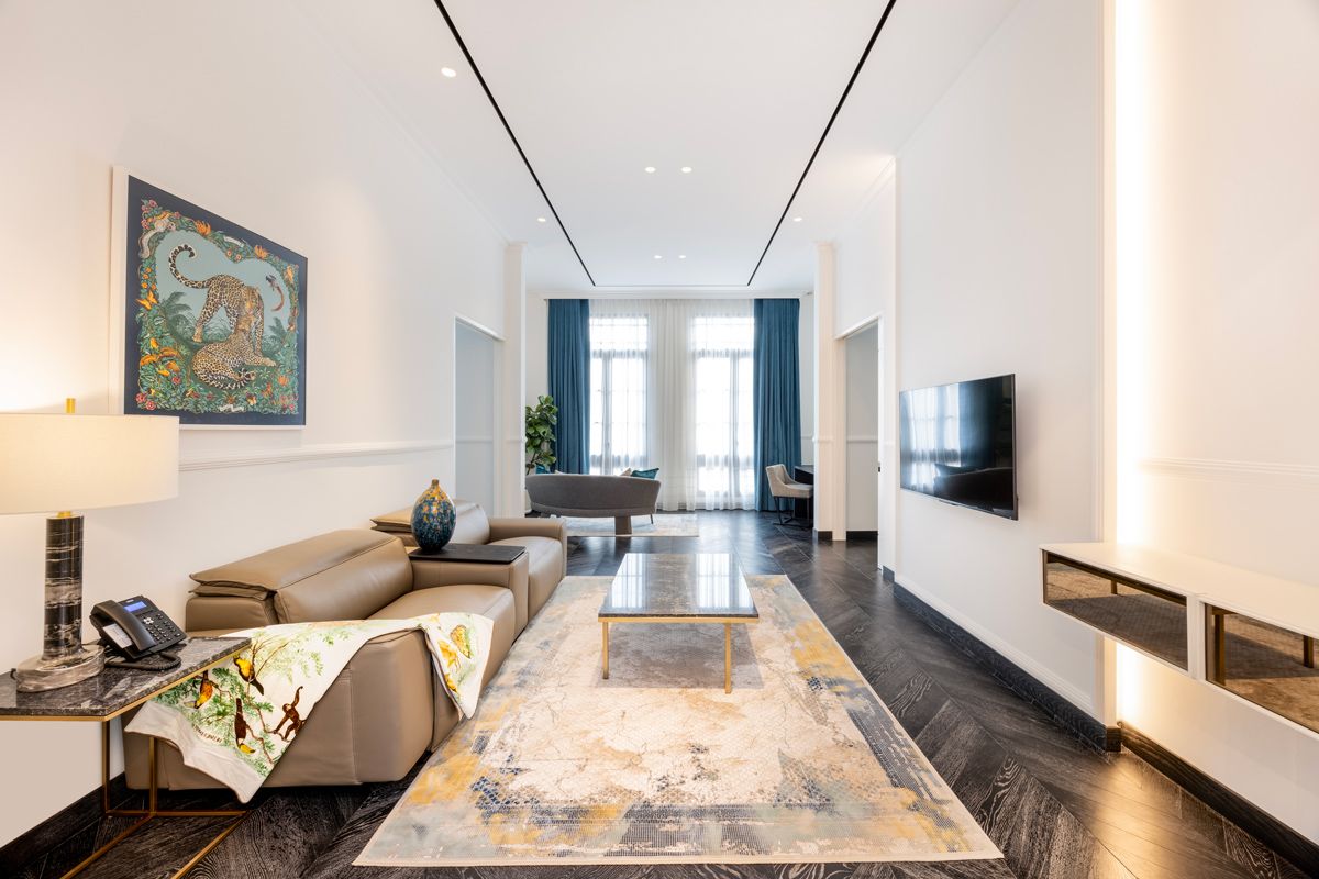 One of the landed home's cosy living rooms features a medley of softy furnishings
