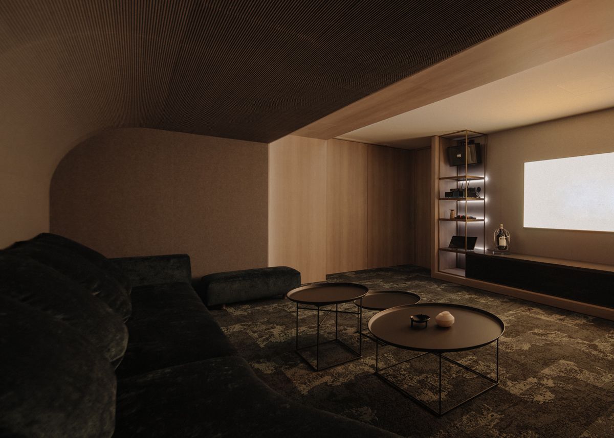 The cosy karaoke room features plush seating conducive to hours of belting out popular tunes