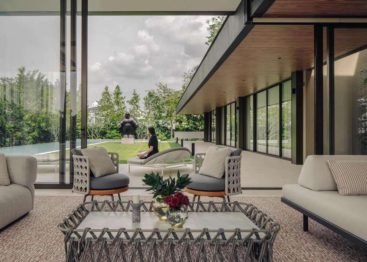 This glazed pavilion can be left open to enjoy the fresh air