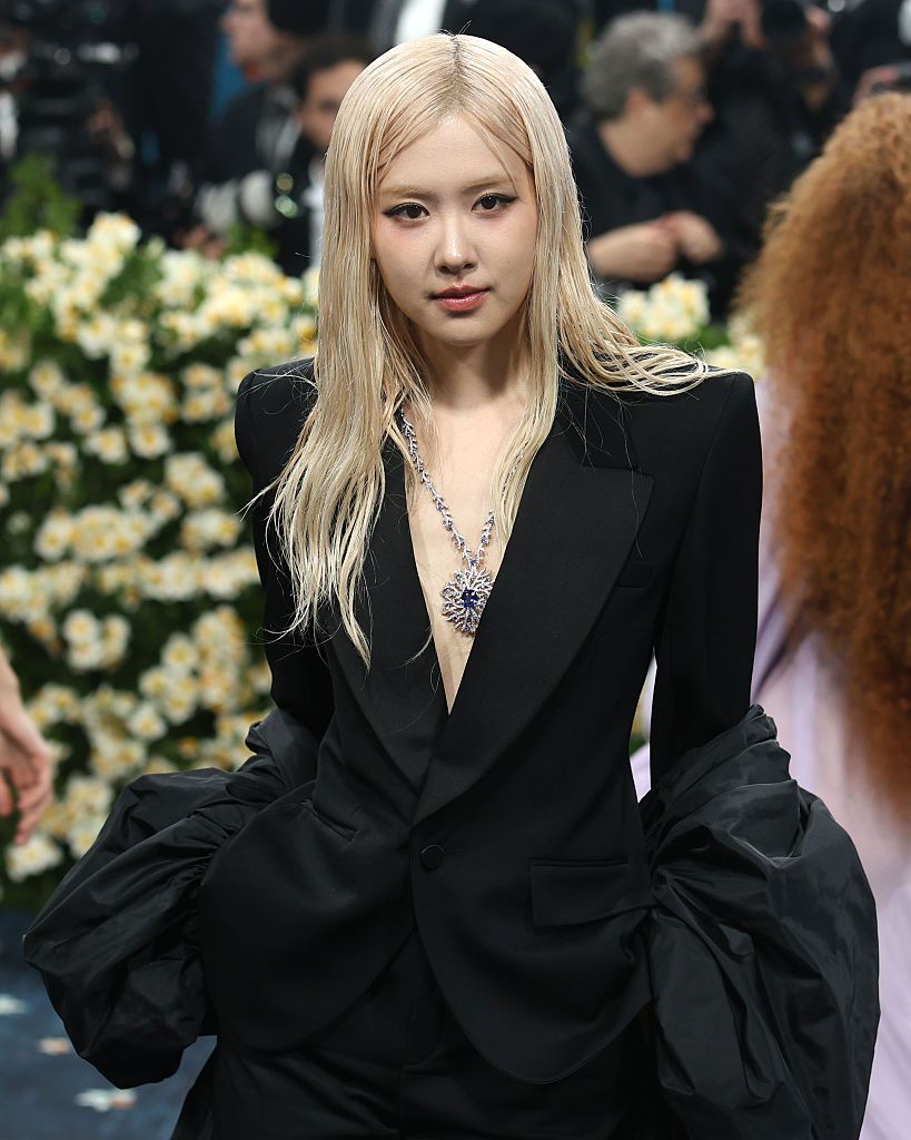 NEW YORK, NY - MAY 5: Rosé attends 2025 Met Gala Celebrating "Superfine: Tailoring Black Style" Red Carpet at The Metropolitan Museum of Art on May 5, 2025 in New York. (Photo by Udo Salters/Patrick McMullan via Getty Images)