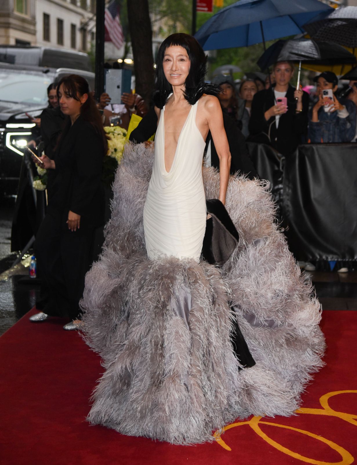 NEW YORK, NEW YORK - MAY 05: Vera Wang leaves The Carlyle Hotel before the 2025 Met Gala: "Superfine: Tailoring Black Style" at the Metropolitan Museum of Art on May 05, 2025 in New York City. (Photo by Adrian Edwards/GC Images)