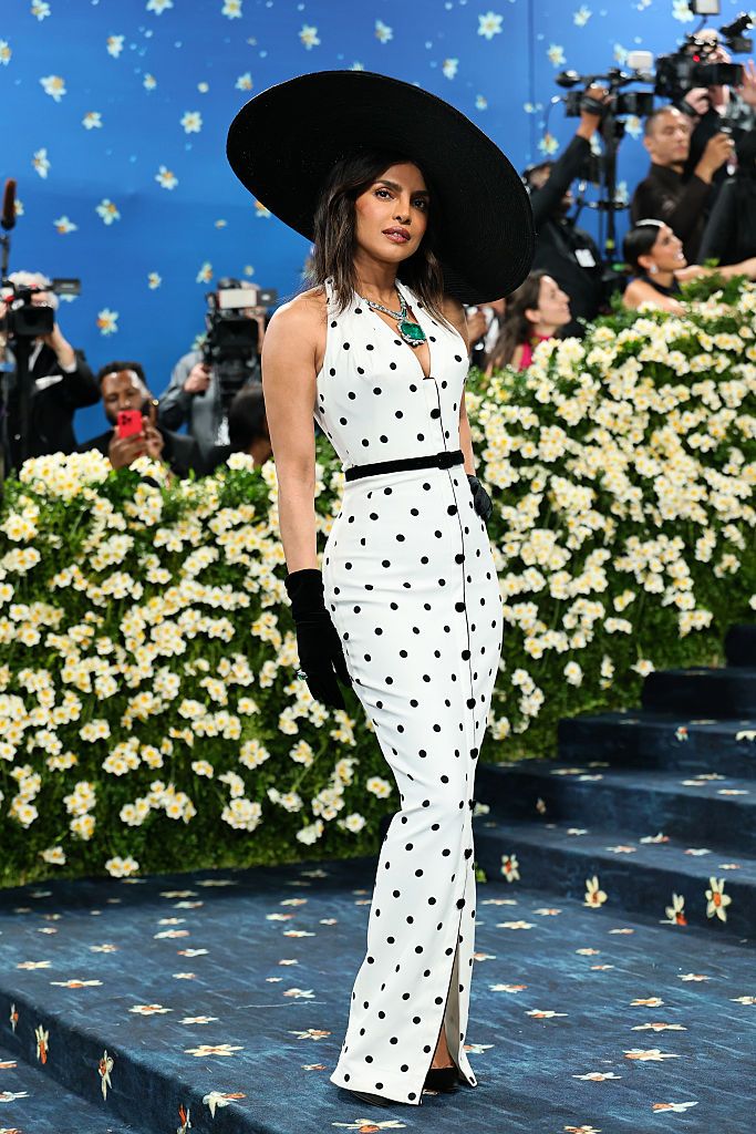 NEW YORK, NEW YORK - MAY 05: Priyanka Chopra Jonas attends the 2025 Met Gala Celebrating "Superfine: Tailoring Black Style" at Metropolitan Museum of Art on May 05, 2025 in New York City. (Photo by Theo Wargo/FilmMagic)