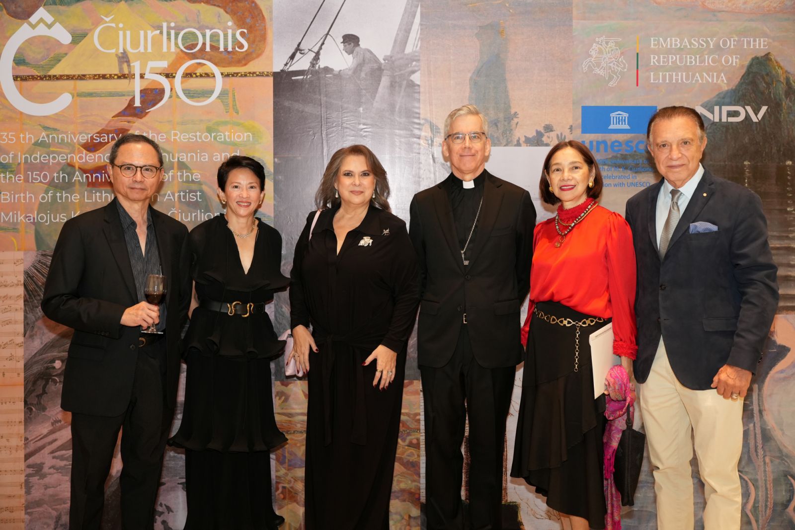 Ed and Margarita Delgado, Junie Peña, Archbishop Charles John Brown, Marivic Rufino, Miguel Realmonte (Photo: Courtesy of the Embassy of Lithuania)