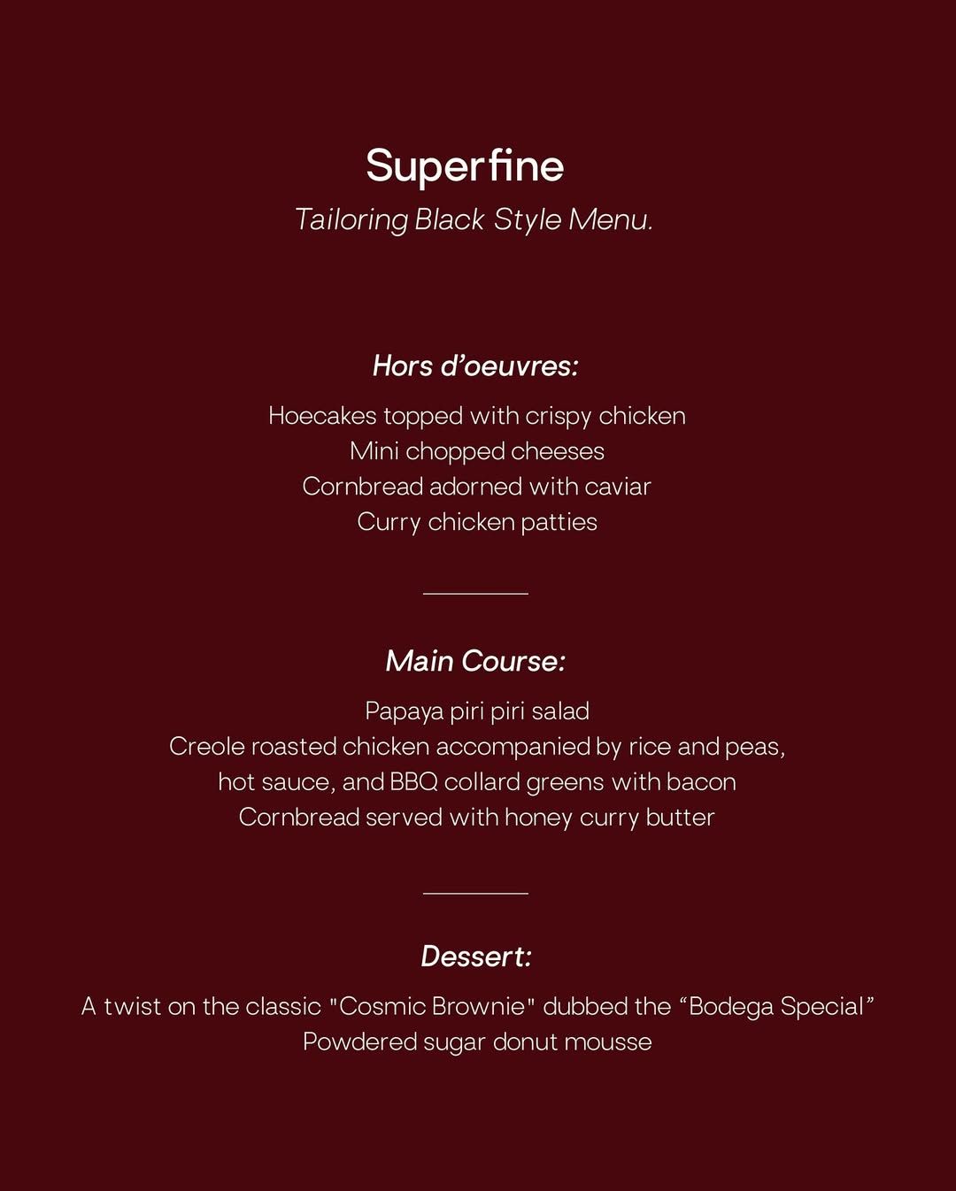 The menu of the evening (Image: @lagavi_official)