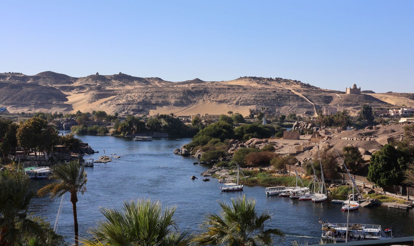 The view from the Old Cataract Hotel in Aswan
