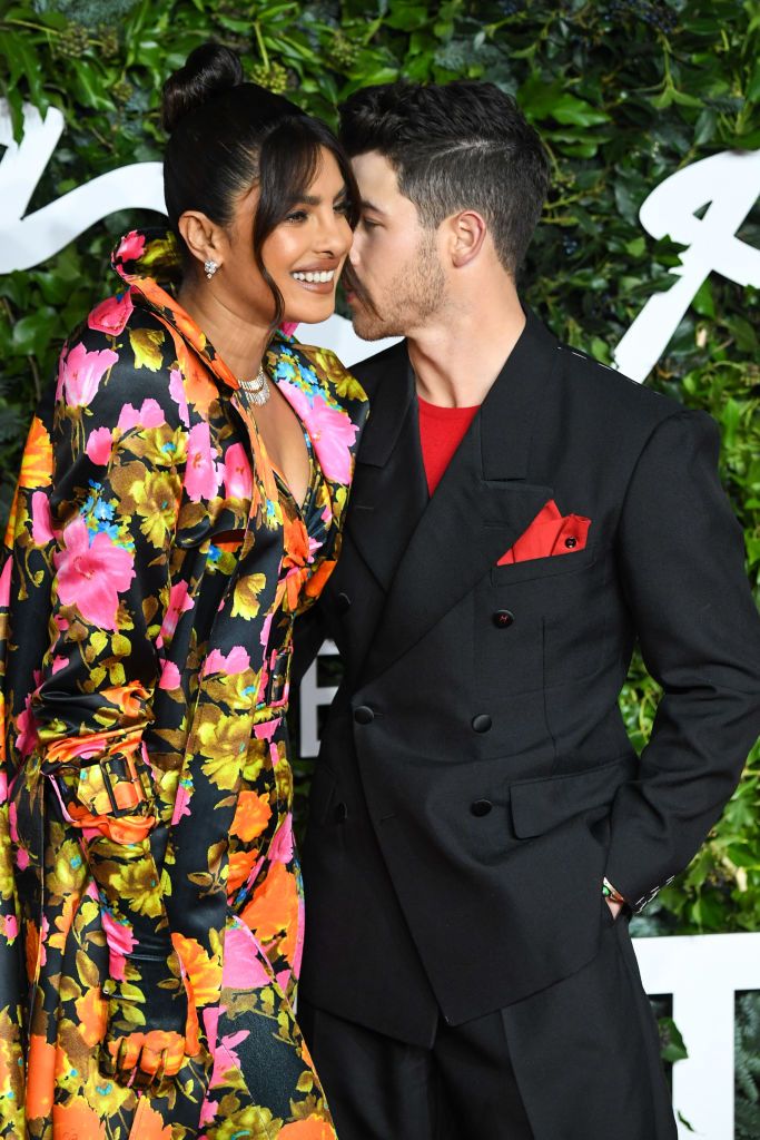 LONDON, ENGLAND - NOVEMBER 29: Priyanka Chopra and Nick Jonas attends The Fashion Awards 2021 at the Royal Albert Hall on November 29, 2021 in London, England. (Photo by Stephane Cardinale - Corbis/Corbis via Getty Images)