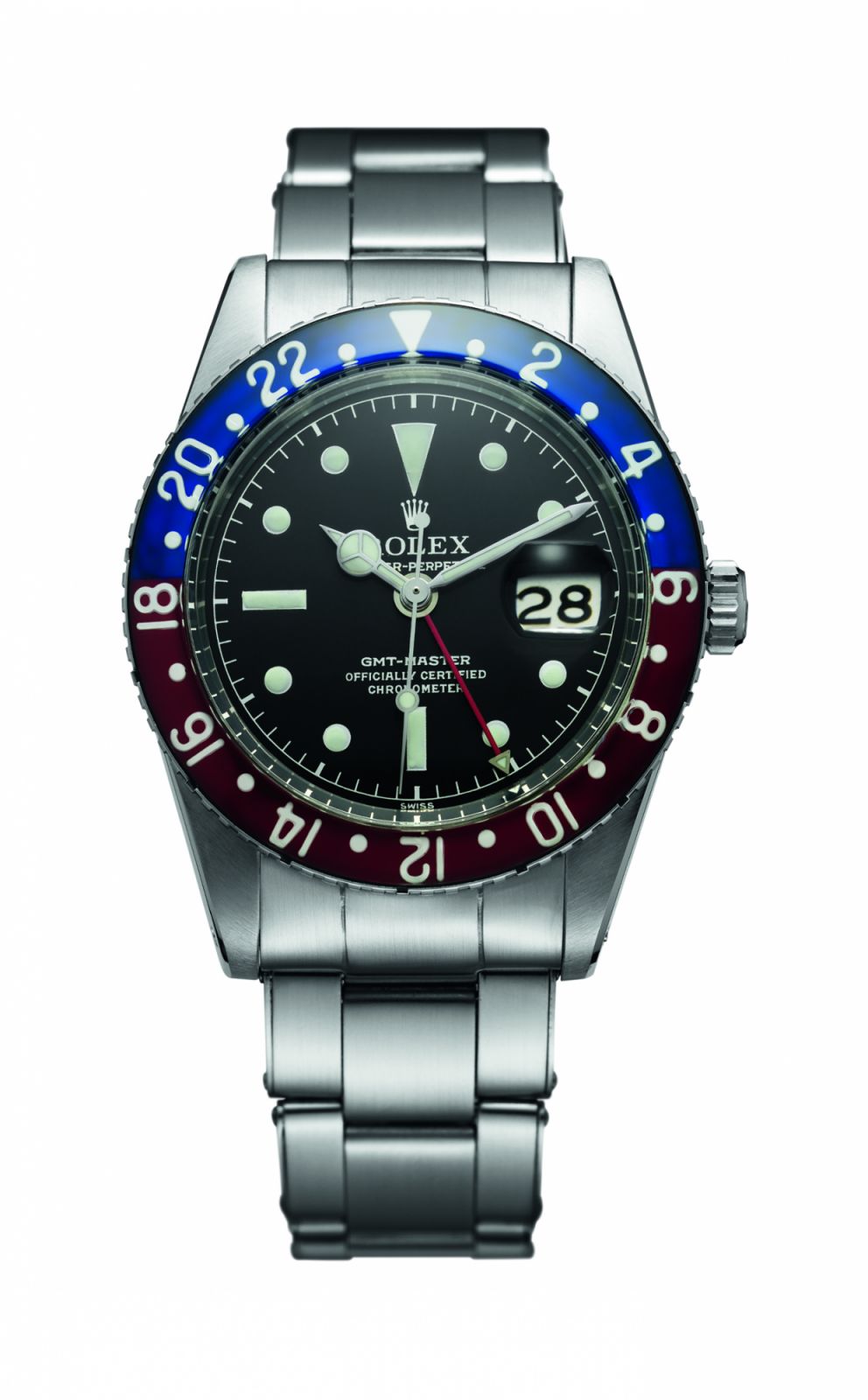GMT-Master, stainless steel, red and blue Plexiglas insert, 1955, ref. 6542