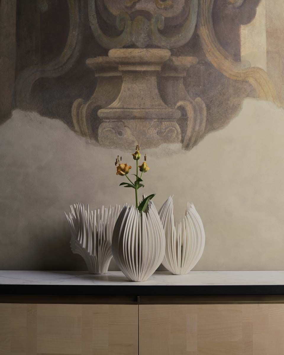 Limited edition Ohi-yaki ceramic vases by Yuki Nara for Poltrona Frau