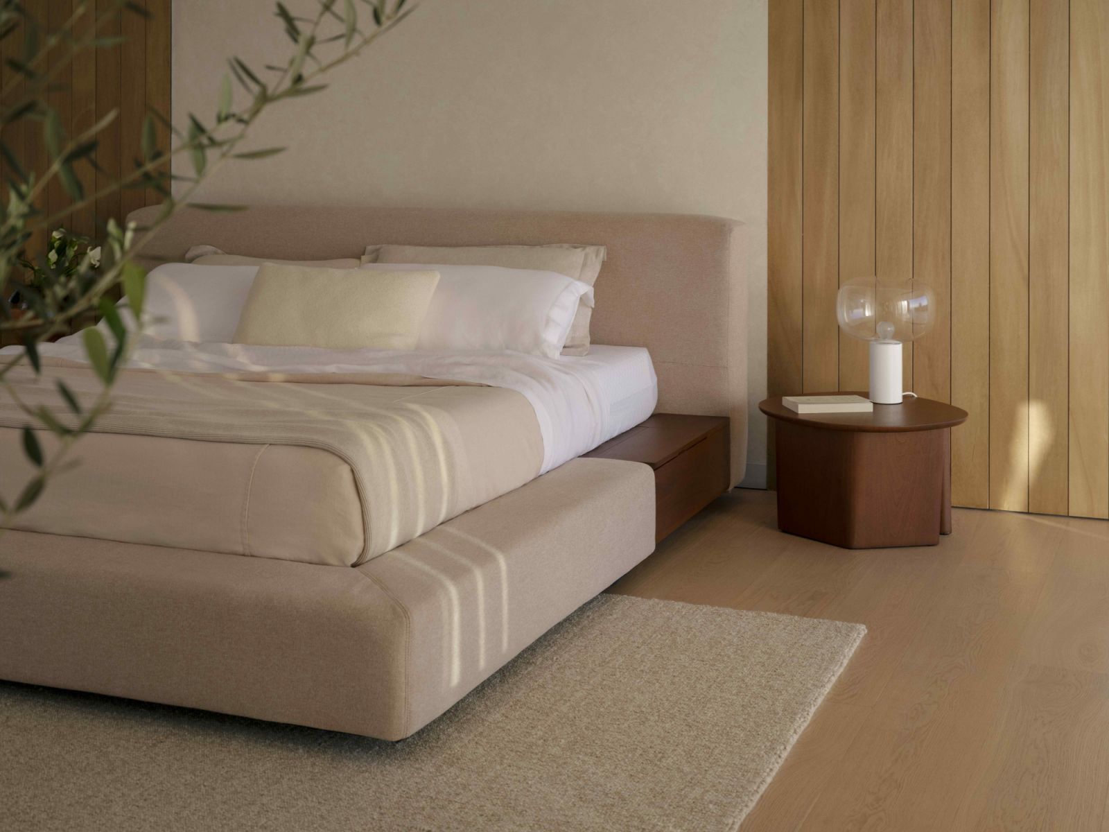The King Living Jasper Bed comes with integrated lighting, shelves, under-bed storage and wireless charging (Photo: King Living)