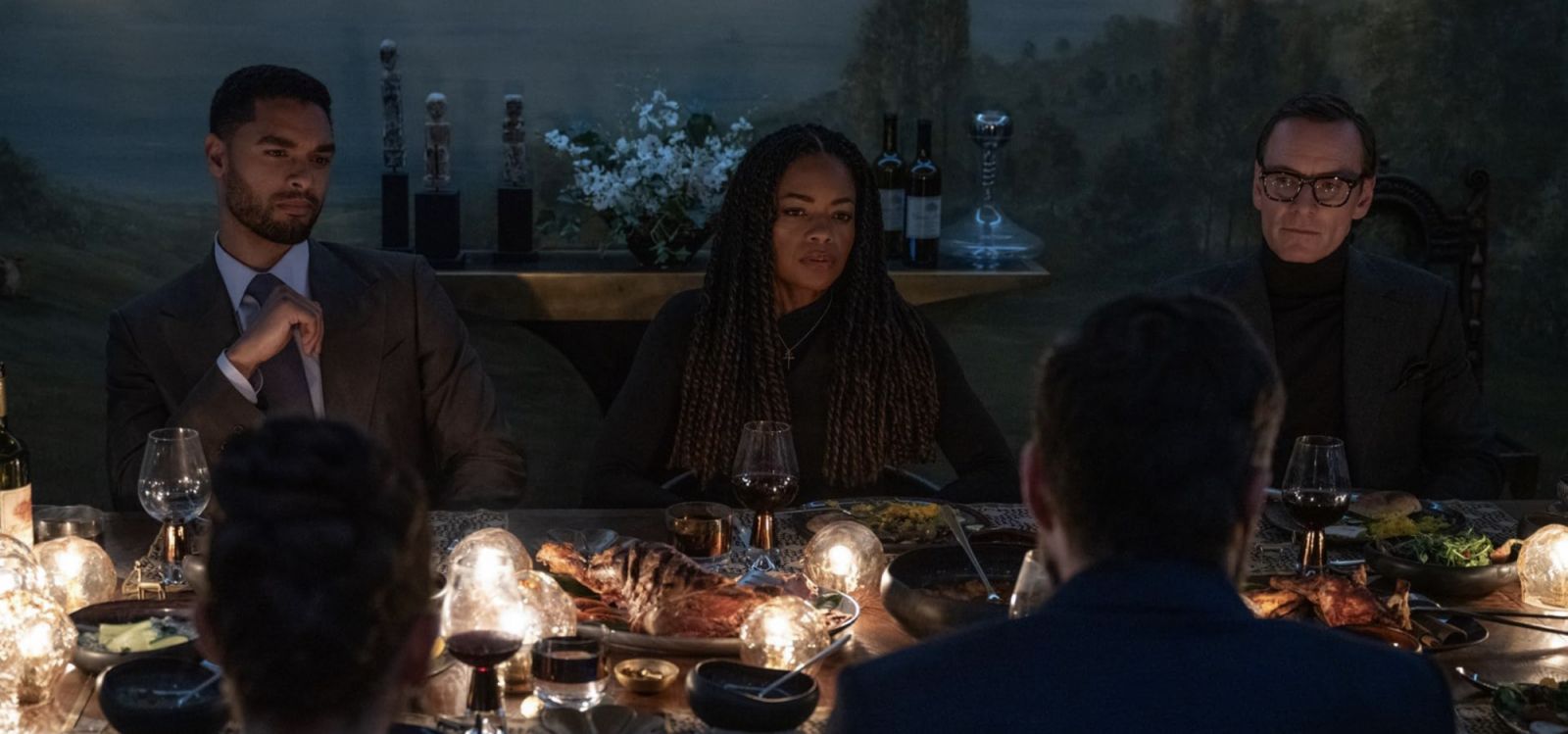 The guests having dinner at George and Kathryn's home in spy thriller 'Black Bag' (Photo: IMDB)