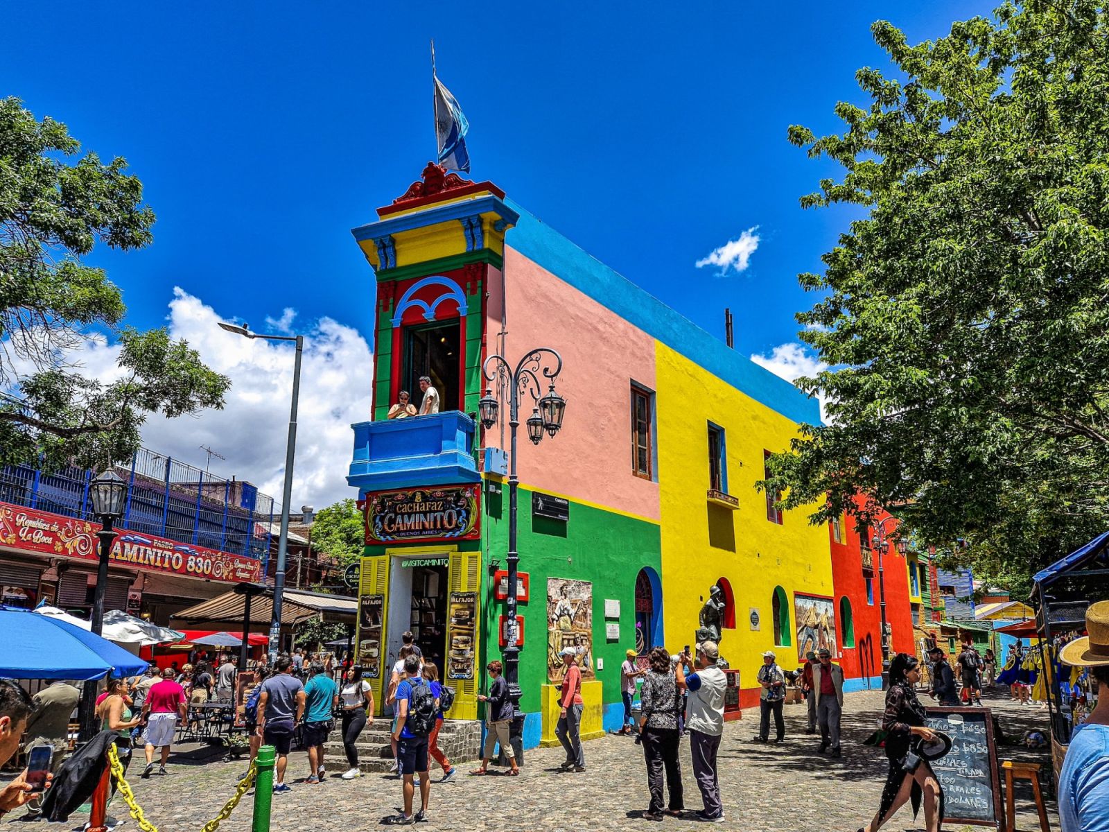 Colorful buildings in Caminito street in La Boca neighborhood at Buenos Aires, Argentina. It was a port area where Tango was born