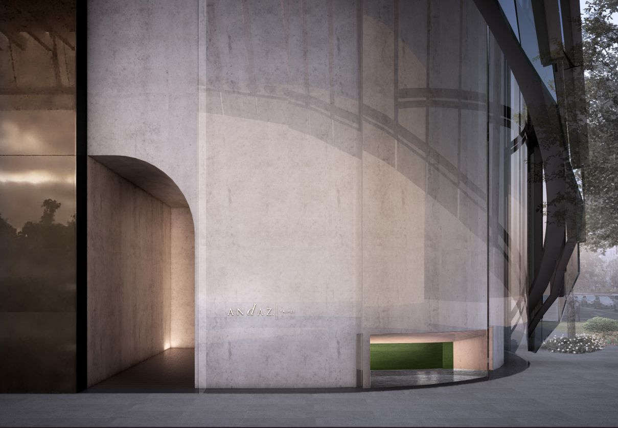 The architecturally stunning entrance of the Andaz Taipei