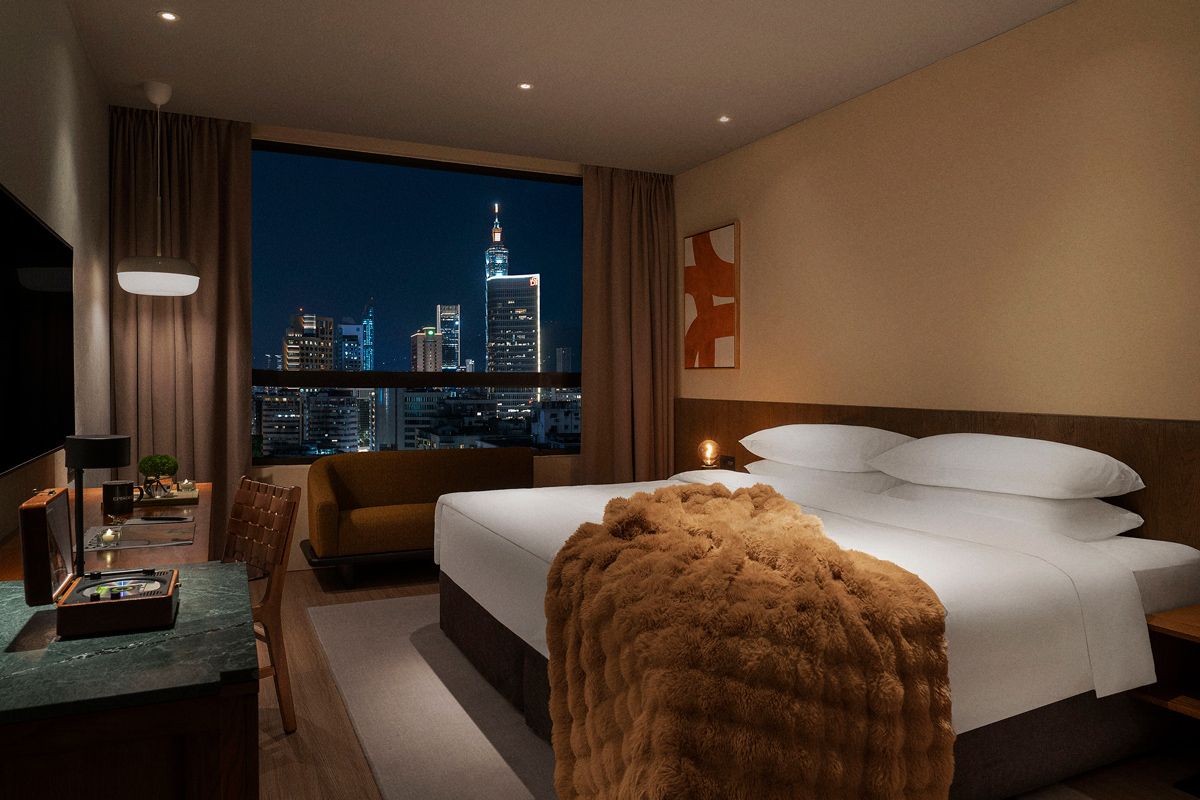The 1 King Bed room at Episode Daan Taipei featuring the view of Taipei 101