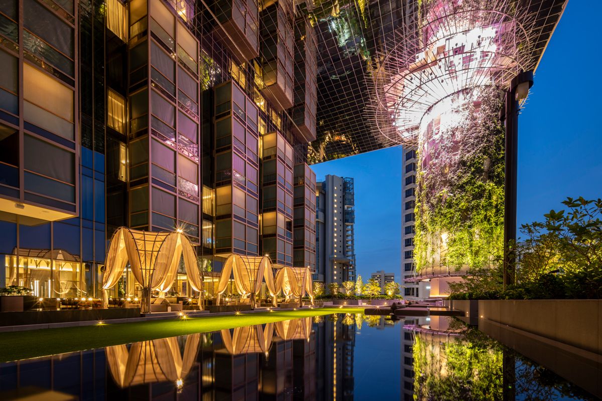 An evening view of the pool at Pan Pacific Orchard (Photo: Darren Soh)