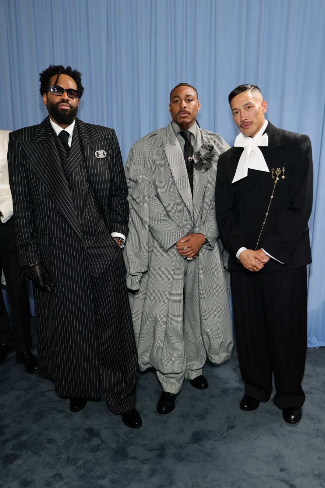 NEW YORK, NEW YORK - MAY 05: (L-R) Maxwell Osborne, Justin Jefferson and Dao-Yi Chow attend the 2025 Met Gala Celebrating "Superfine: Tailoring Black Style" at Metropolitan Museum of Art on May 05, 2025 in New York City. (Photo by Mike Coppola/MG25/Getty Images for The Met Museum/Vogue)