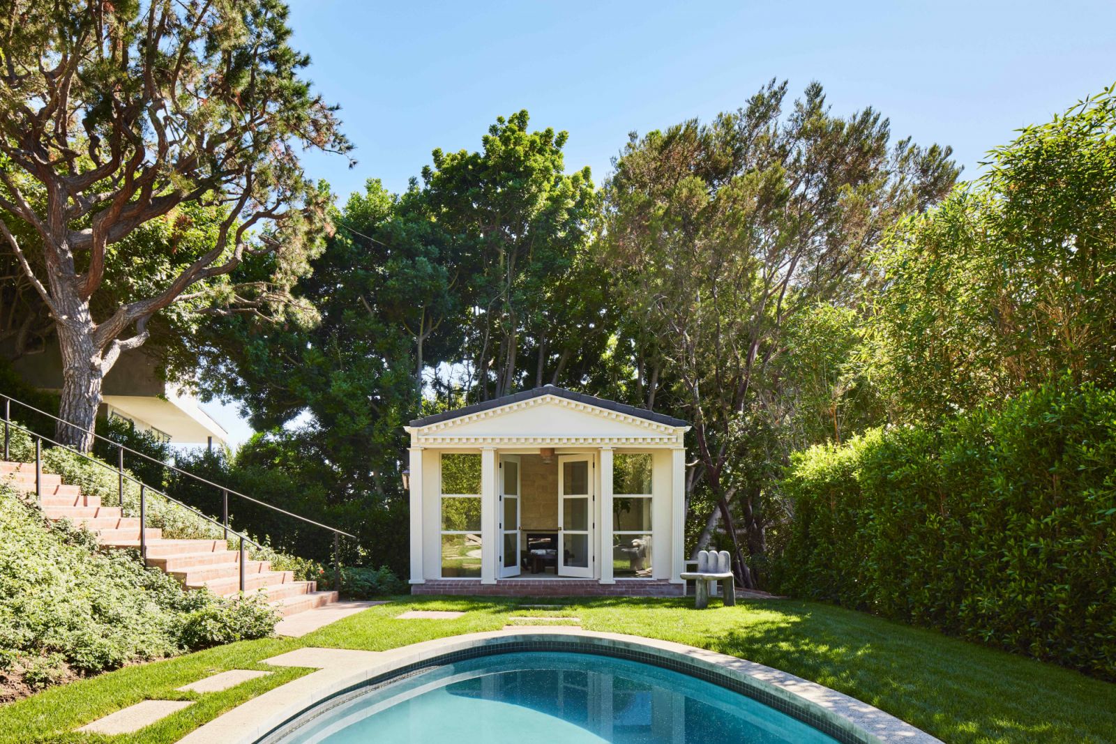 The storybook pool cabana that has been reimagined as an artist’s studio (Photo: Sam Frost)
