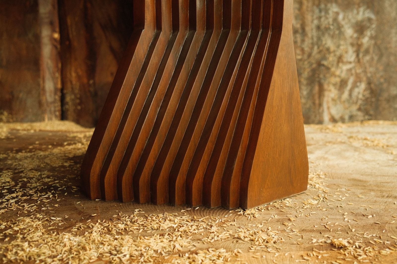 Handcarved table base in wood by Dalisay Collection