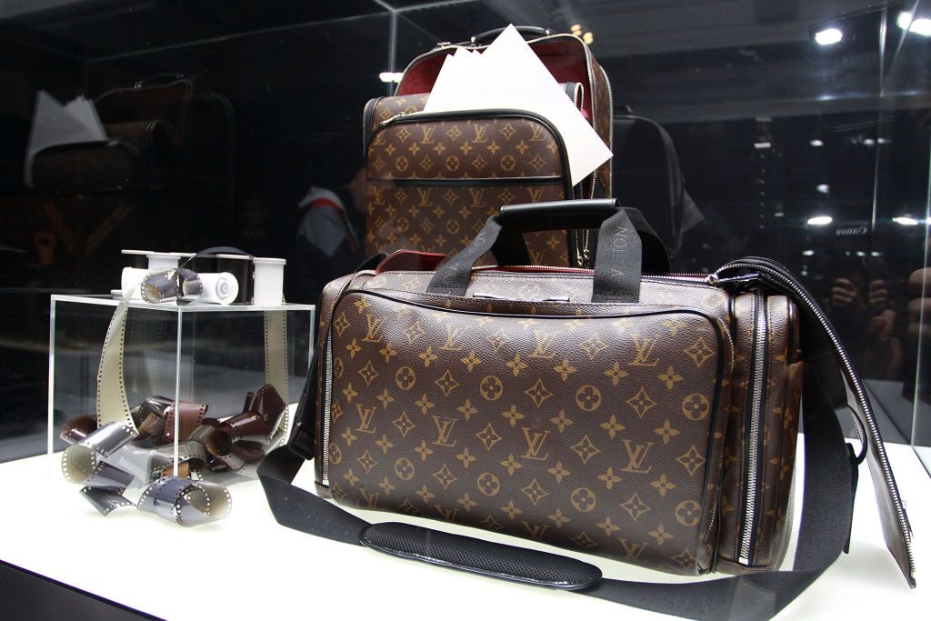 LONDON - NOVEMBER 16: The Annie Leibowitz limited edition Louis Vuitton monogram nomadic photographer's bag (estimated price GBP £15,000 - £20,000) is displayed at Sotheby's on November 16, 2009 in London, England. Louis Vuitton and Sotheby's are co-hosting a charity auction of six limited edition special order bepoke Vuitton pieces on November 17, in aid of the Red Cross to commemorate the organizations's 150th anniversary. (Photo by Fred Duval/FilmMagic)