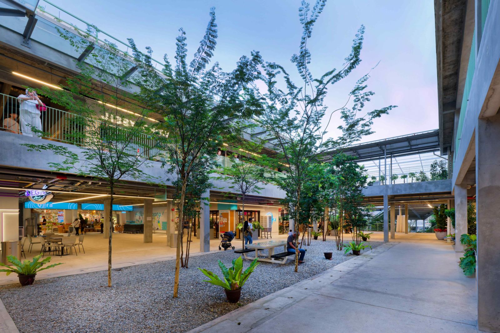 The central courtyard allows natural breeze to flow freely through the development