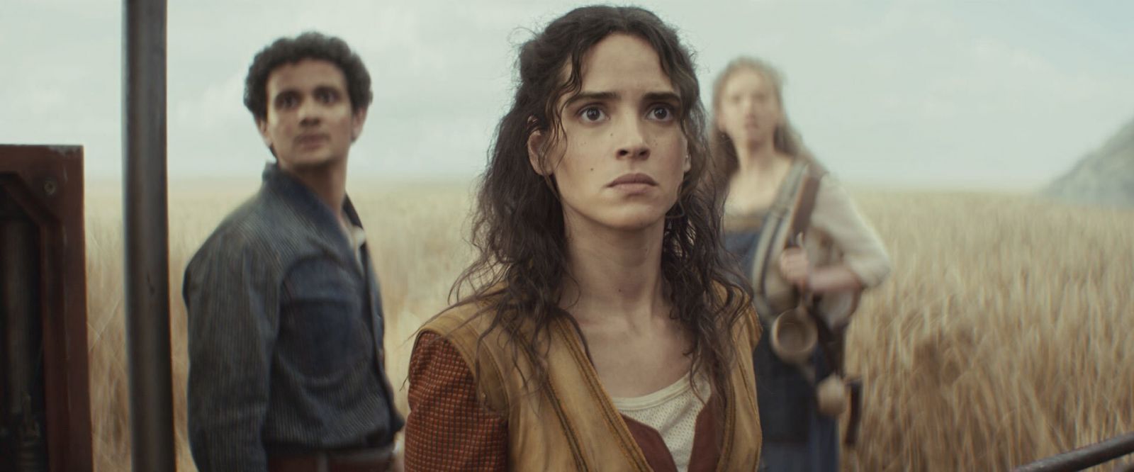 Bix Caleen (Adria Arjona), Wilmon Paak (Muhannad Bhaier), and Brasso (Joplin Sibtain) end up as undocumented labourers in Mina-Rau (Photo: Lucasfilm)