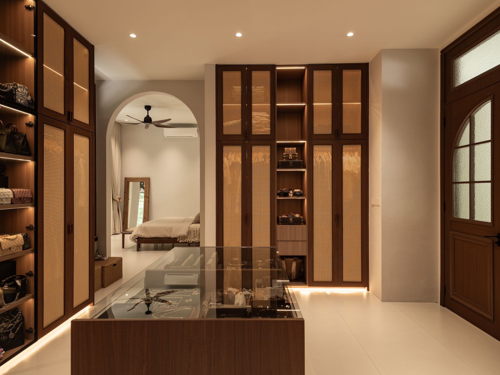 The walk-in wardrobe flows seamlessly into the master bedroom