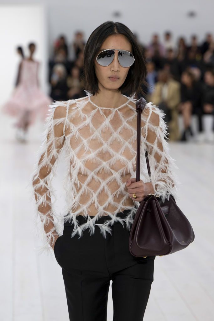 PARIS, FRANCE - SEPTEMBER 27: A model walks the runway during the Loewe Ready to Wear Spring/Summer 2025 fashion show as part of the Paris Fashion Week on September 27, 2024 in Paris, France. (Photo by Victor VIRGILE/Gamma-Rapho via Getty Images)