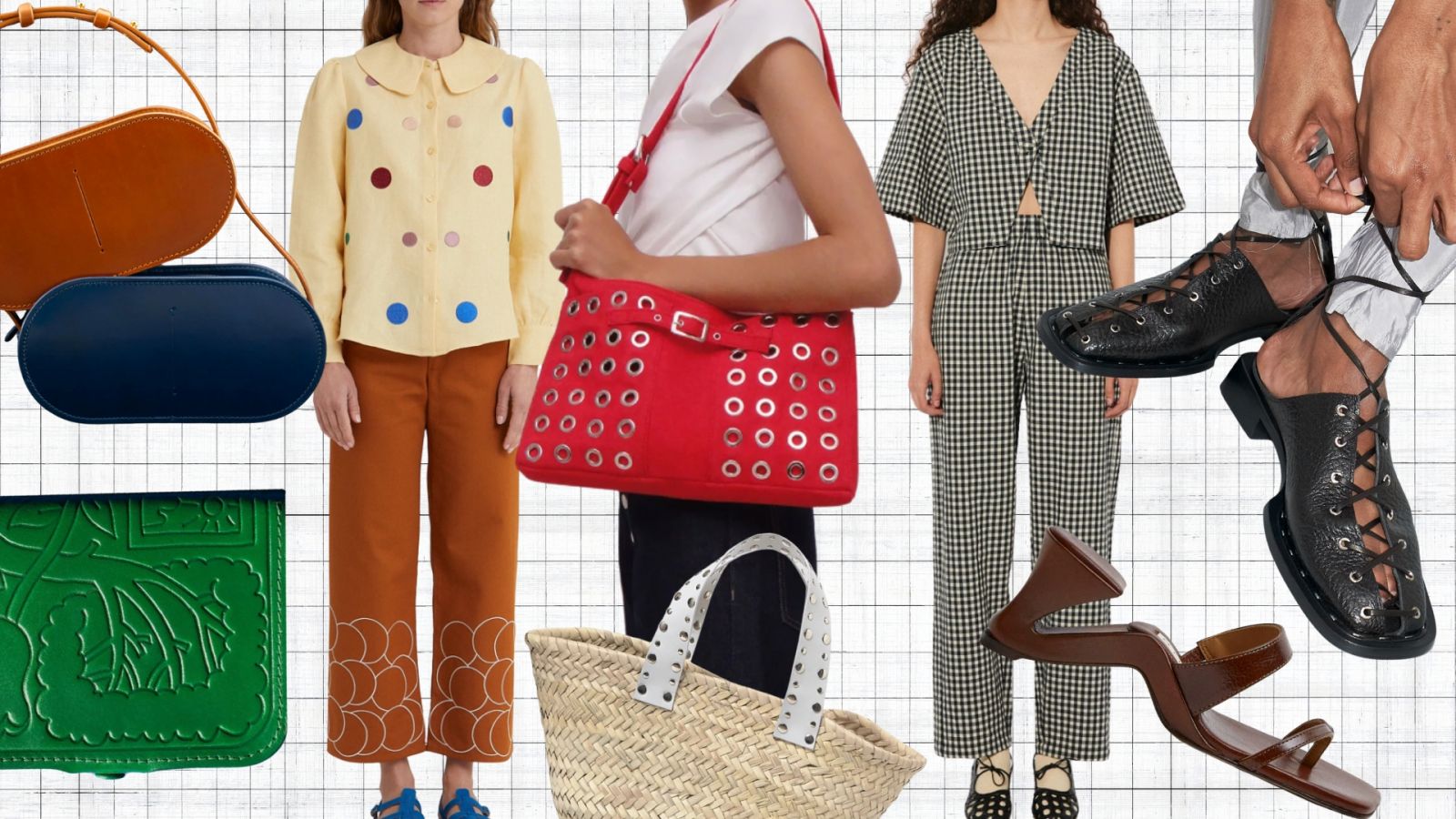 Discover these five independent Spanish fashion brands known for their eclectic designs and sustainable practices (Photo: Iriarte Iriarte, La Veste, Gimaguas, Rita Row, Miista; stylised by Julianna Cabili with Canva)