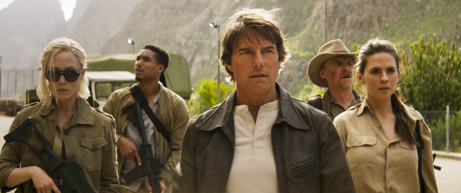 Tom Cruise plays Ethan Hunt, Pom Klementieff plays Paris, Greg Tarzan Davis plays Degas, Simon Pegg plays Benji Dunn and Hayley Atwell plays Grace in Mission: Impossible - The Final Reckoning from Paramount Pictures and Skydance.
