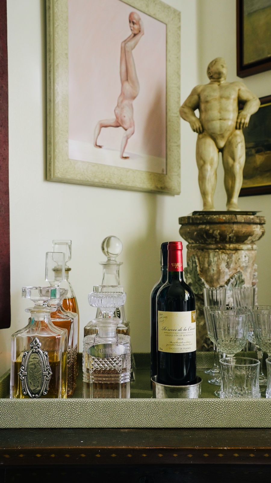 Decanters and wine holders from Mentxaca in Techie Hagedorn's home