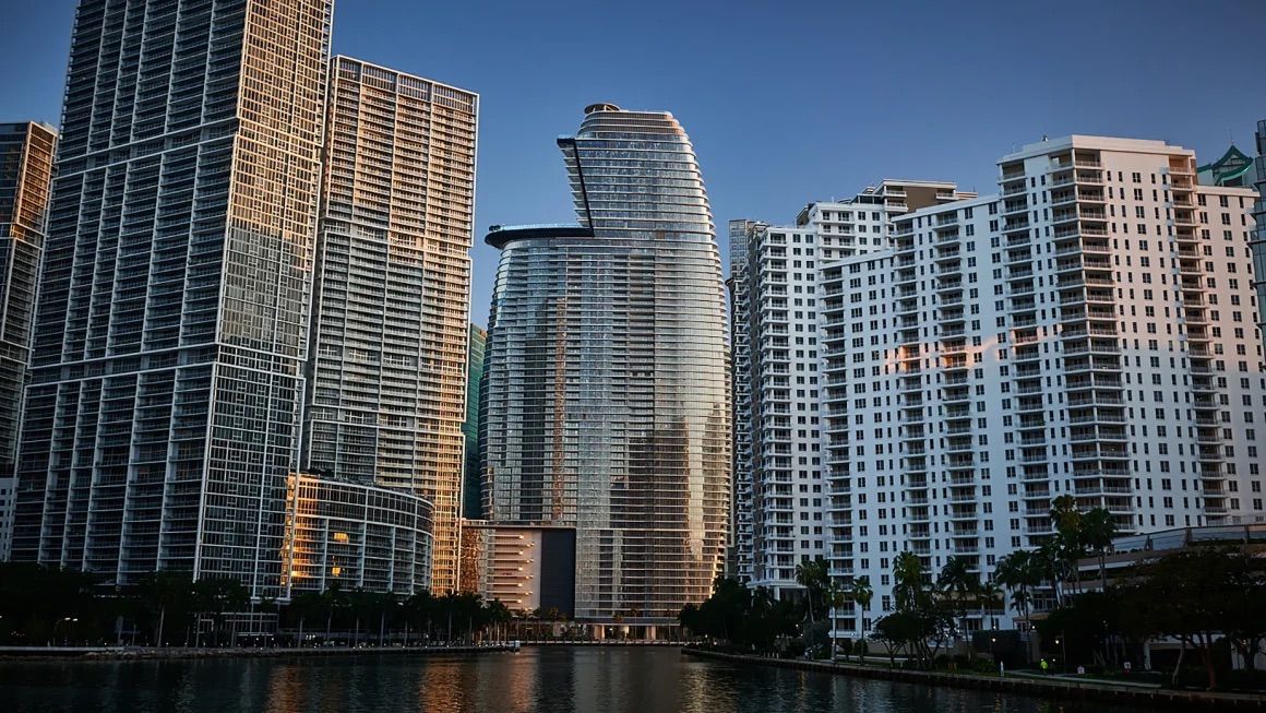 The sail-shaped Aston Martin Residences Miami building opened in May 2024 (Photo: Aston Martin Residences Miami)