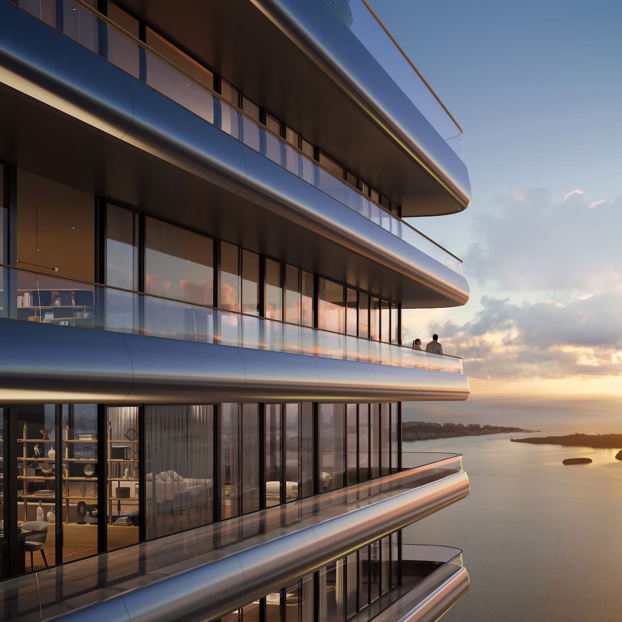 The balconies and terraces of Mercedes‑Benz Places in Miami capture light uniquely, with technical silver, classic black and white, creating striking contrasts (Photo:Mercedes‑Benz)