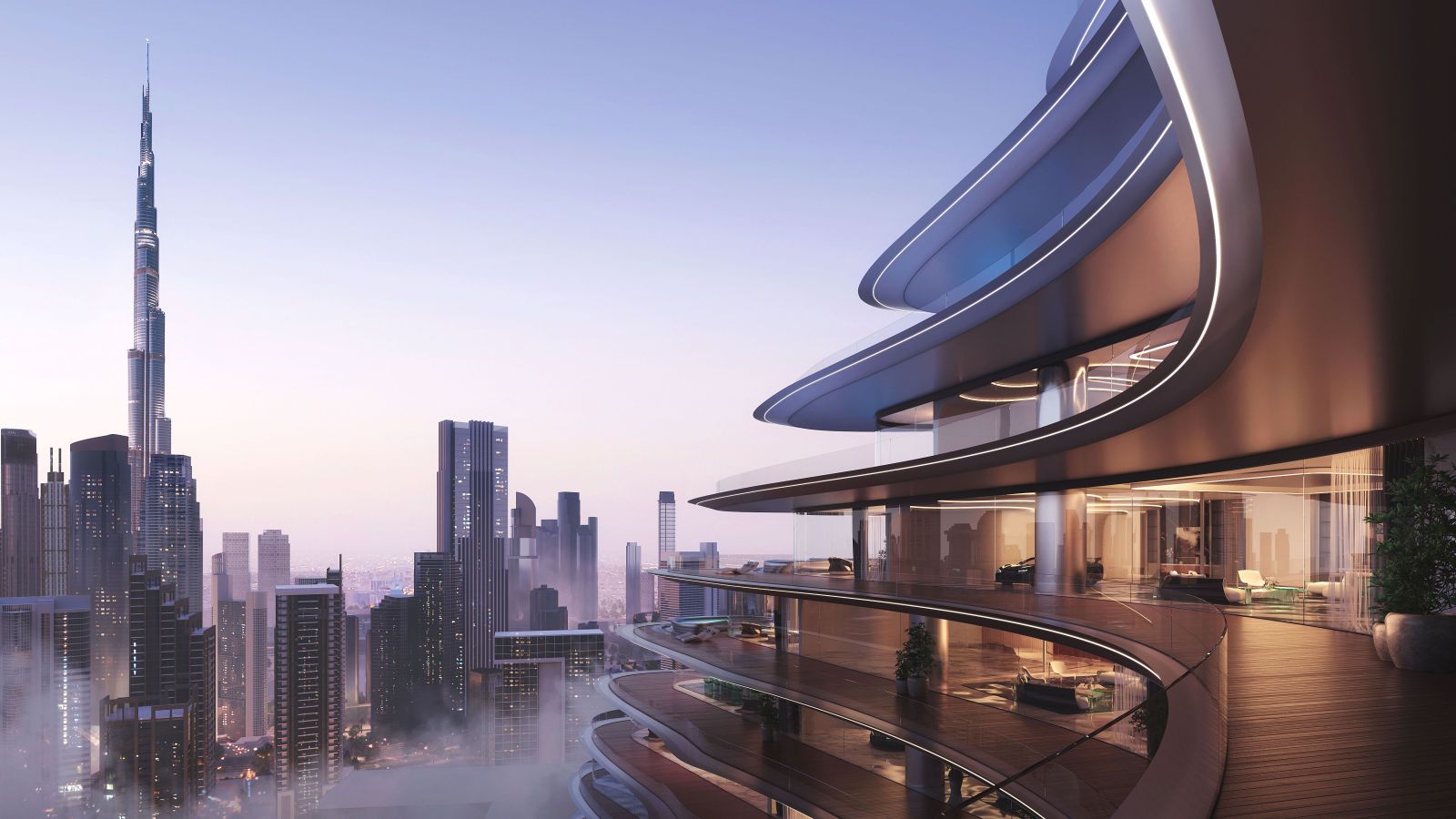 Each of the apartments in the skyscraper will have a unique shape with access to a curved balcony, while the building will be topped with a pool (Photo: Bugatti