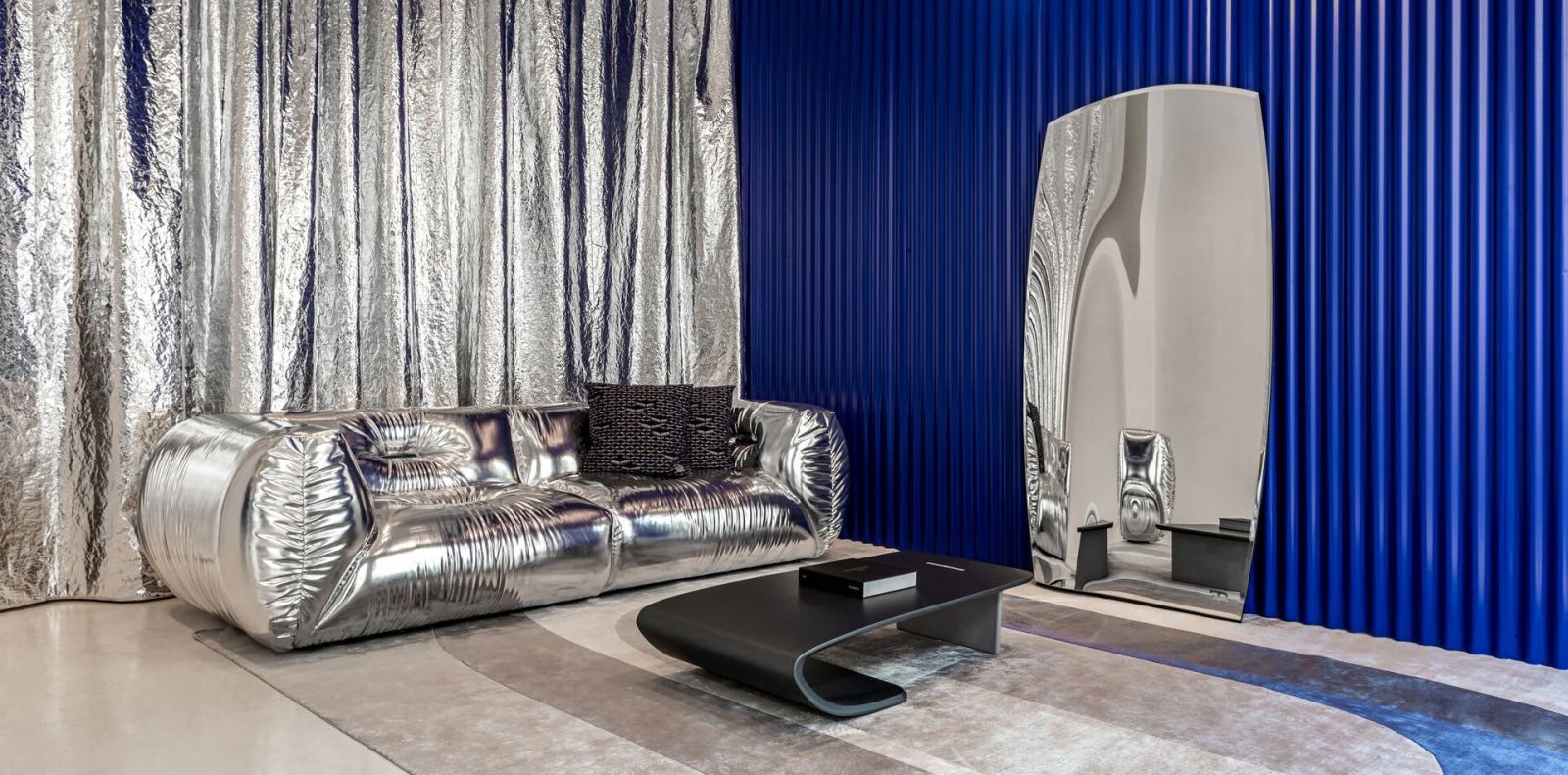During Milan Design Week 2024, iconic pieces of the new Bugatti Home collection were displayed by Sahrai Milano – a renowned rug and textiles design house – at Via Manzoni 38 (Photo: Luxury Living Group)