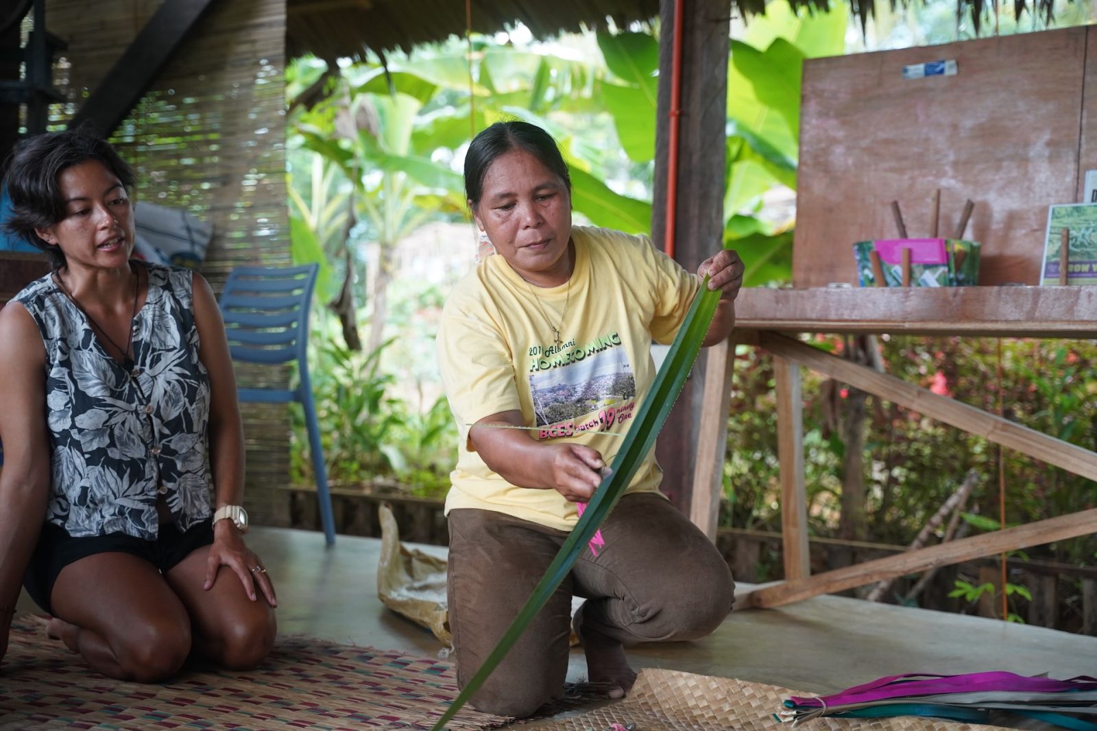 The women weavers of Lokal Lab in Siargao holding a workshop