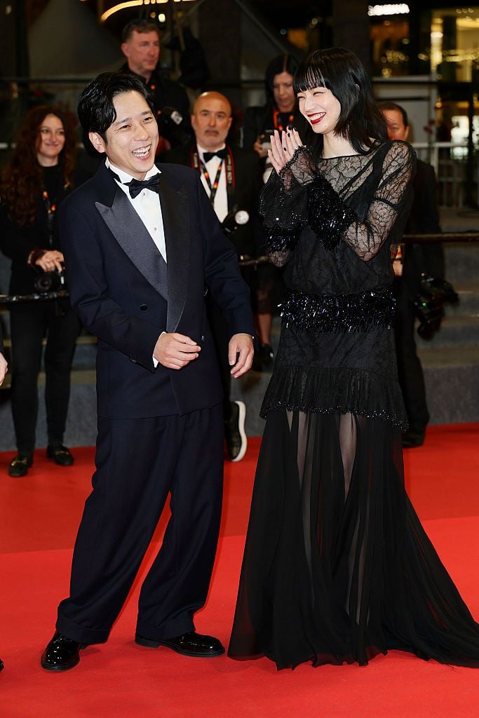 CANNES, FRANCE - MAY 18: Kazunari Ninomiya and Nana Komatsu attend the "Exit 8" red carpet at the 78th annual Cannes Film Festival at Palais des Festivals on May 18, 2025 in Cannes, France. (Photo by Andreas Rentz/Getty Images)