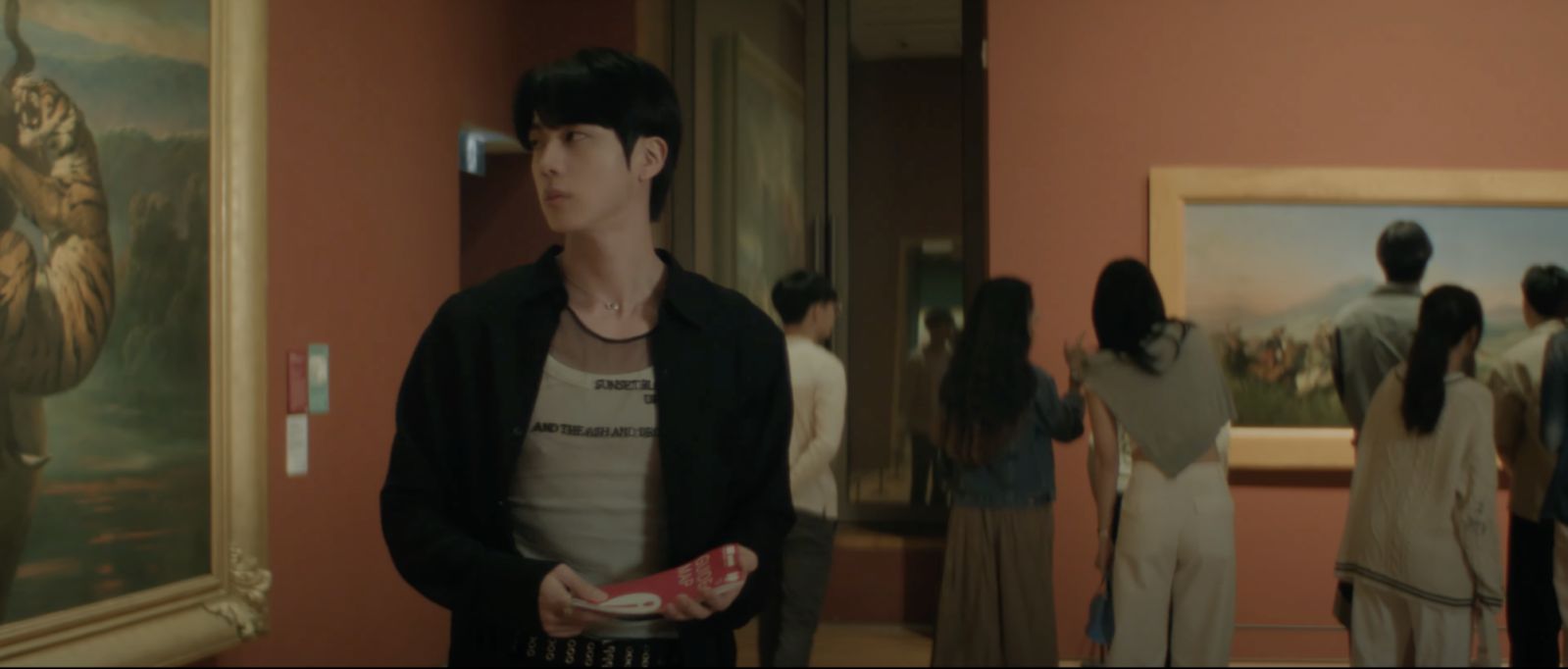 BTS member Jin at the National Gallery Singapore for the music video of 'Don't Say You Love Me'
