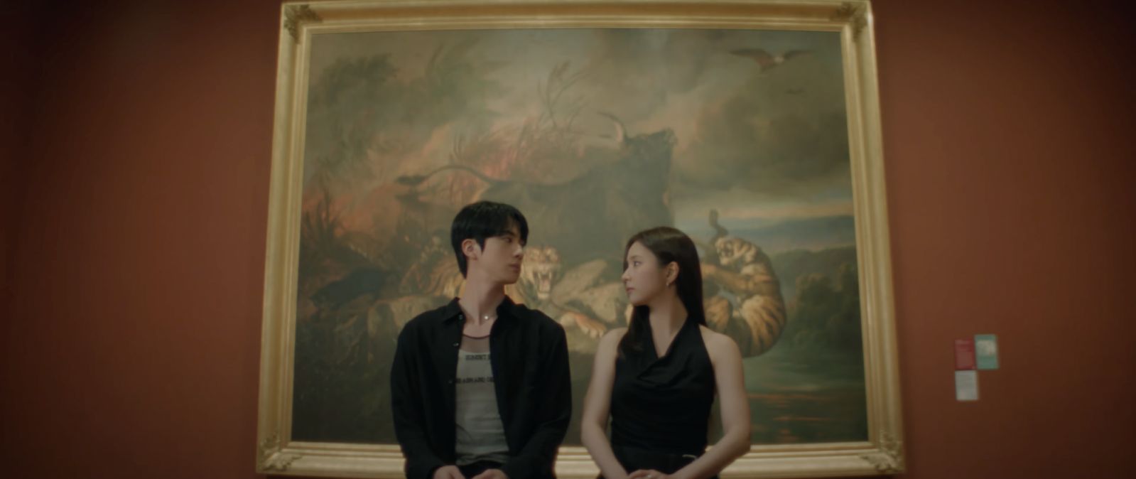 Jin and Shin Se Kyung at the National Gallery Singapore for the music video of 'Don't Say You Love Me' by BTS member Jin