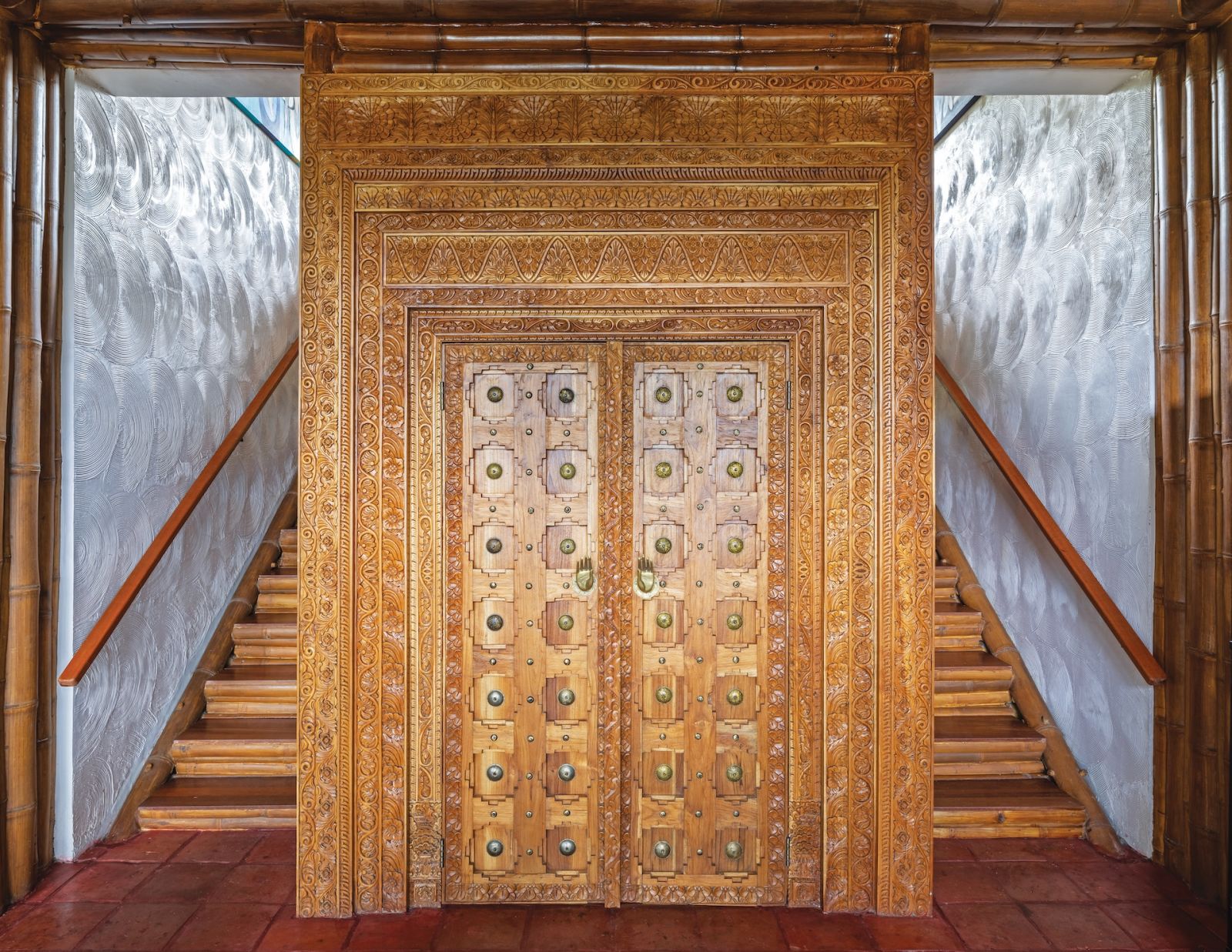 Exquisite wooden doors on display at Aman Sinaya on Mati Island, Mindanao
